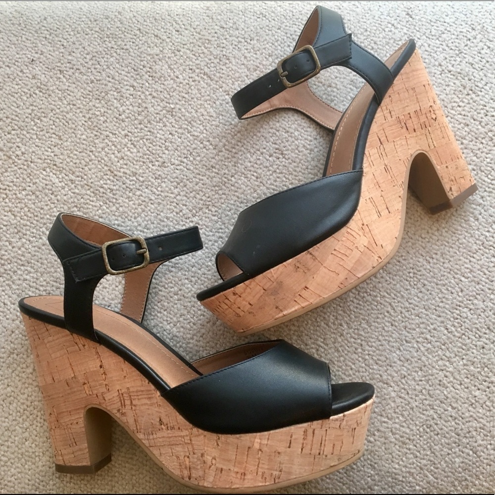 14th & Union Black Leather Heel 7.5M